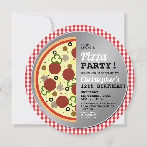 Pizza Party Birthday Party Invitation