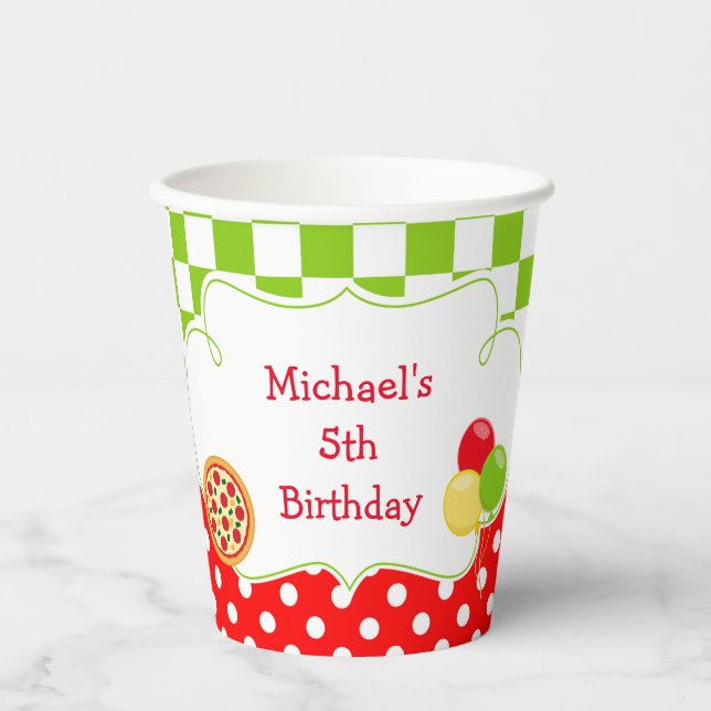 Pizza Party Birthday Party Paper Cups (Front)
