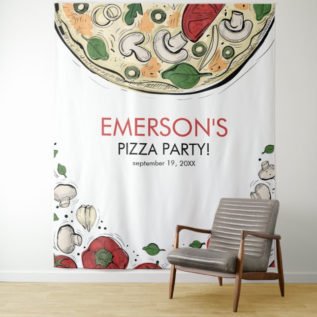 Pizza Party Birthday Photo Backdrop (In Situ)
