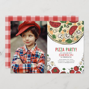 Pizza Party Birthday Photo Invitation