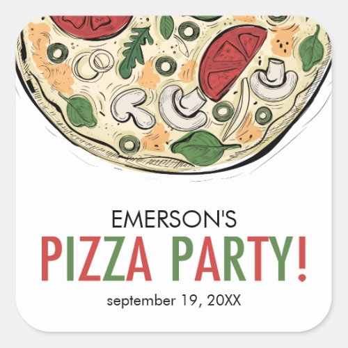 Pizza Party Birthday Sticker
