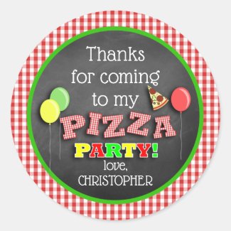 Pizza Party Birthday Thank You Classic Round Sticker