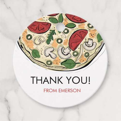 Pizza Party Birthday Thank You Favor Tags