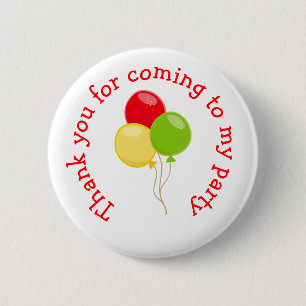 Pizza Party Birthday 'Thank you for coming' Button