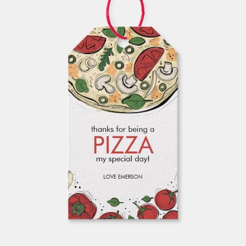 Pizza Party Birthday Thank You Gift Tag