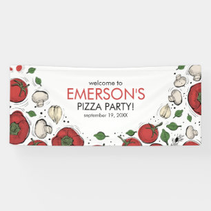 Pizza Party Birthday Welcome Banner Poster