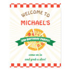 Pizza Party Birthday Welcome Sign