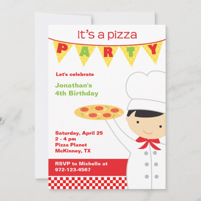 Pizza Party Boy Invitations (Front)