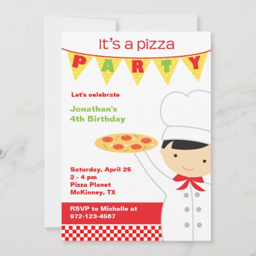 Pizza Party Boy Invitations