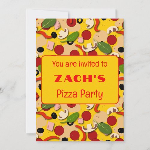 Pizza Party Cartoon  Invitation