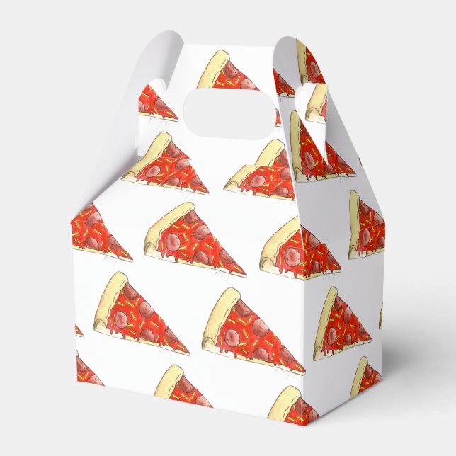 Pizza Party Cheese Pepperoni Pie Slice Pizzeria Favor Boxes (Front Side)