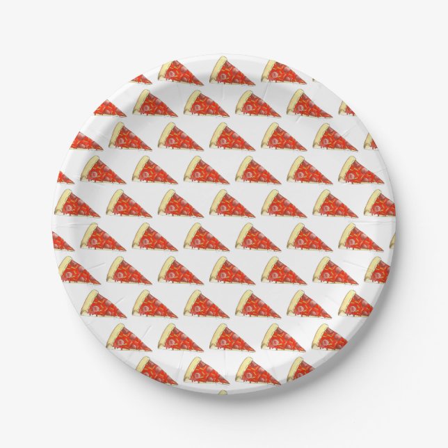 Pizza Party Cheese Pepperoni Pie Slice Pizzeria Paper Plates (Front)