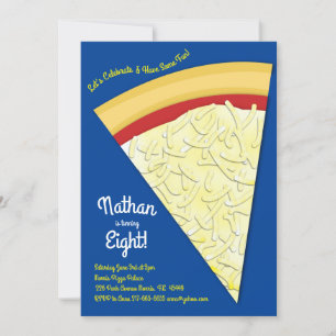 Pizza Party Cheese Pizza Slice Invitation