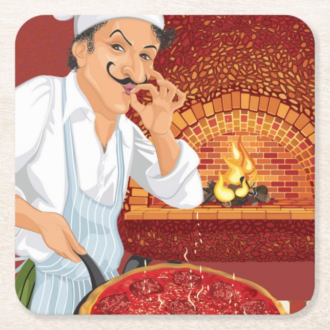 Pizza Party Chef Paper Coaster - SRF (Front)