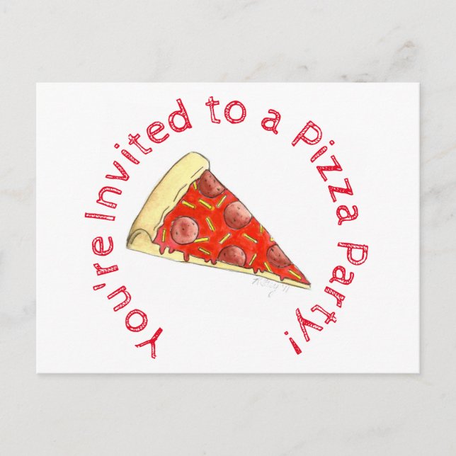 Pizza Party Child's Birthday Invitation Postcard (Front)