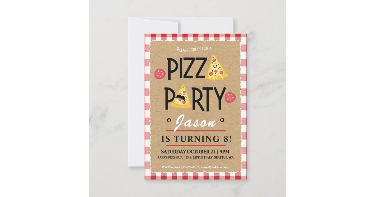 Pizza Party Child's Birthday Party Invitation | Zazzle