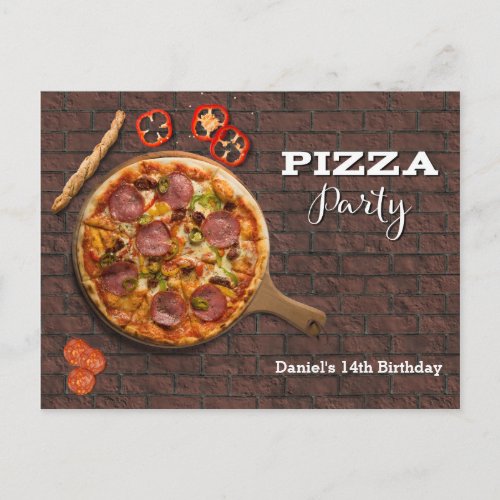 Pizza Party Custom Invitation Postcard