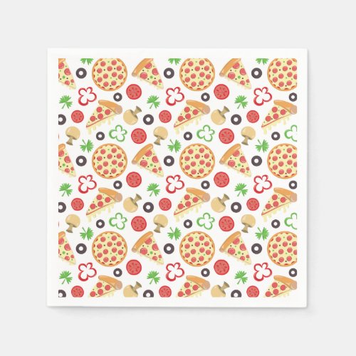 Pizza Party Cute Pizza Pattern Kids Birthday Party Napkins