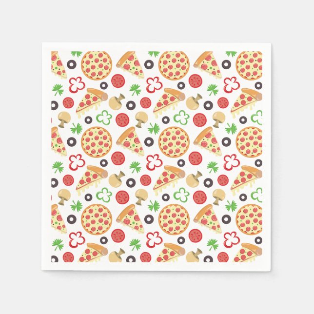 Pizza Party Cute Pizza Pattern Kids Birthday Party Napkins (Front)