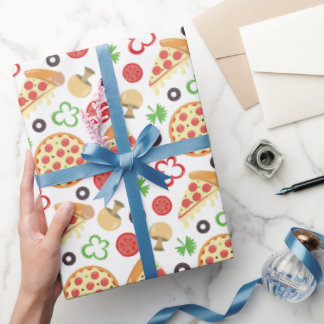 Pizza Party Cute Pizza Pattern Kids Birthday Party Wrapping Paper
