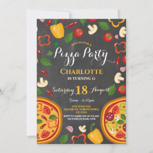 Pizza Party Dinner Birthday Party Invite