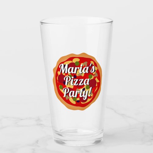 Pizza party drink glass with custom text