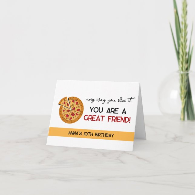 Pizza Party Favor Box Thank You Card (Front)