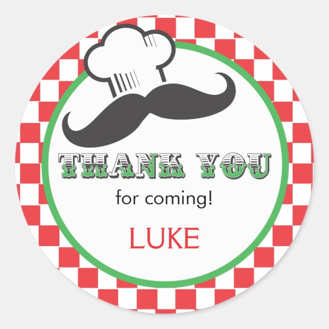 Pizza Party Favor Sticker (Front)