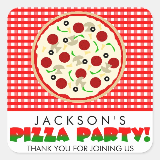 Pizza Party Favor Stickers (Front)