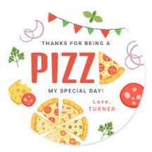 Pizza Party Favor Tags Round