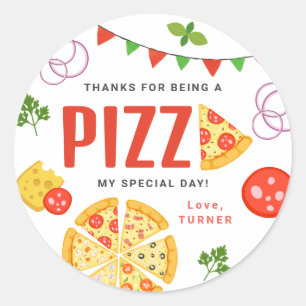 Pizza Party Favor Tags Round