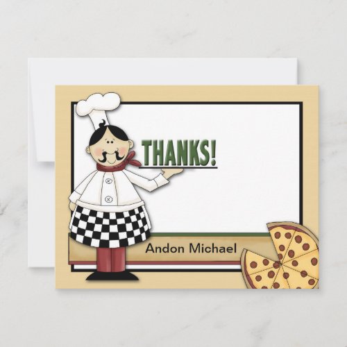 Pizza Party Flat Thank You Card