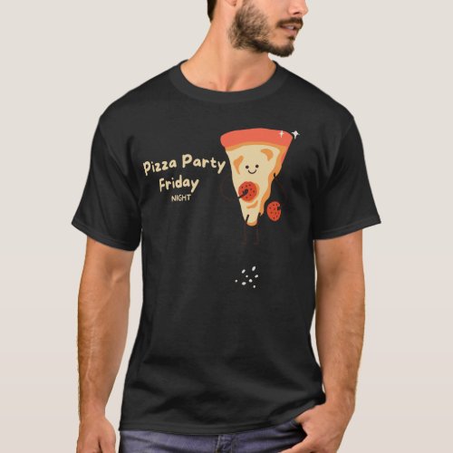 Pizza Party Friday Night Cool Vintage Graphic Food T_Shirt