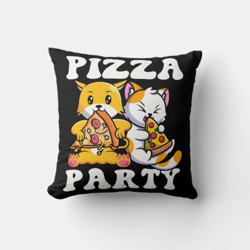 Pizza Party Funny Cat Lover Throw Pillow