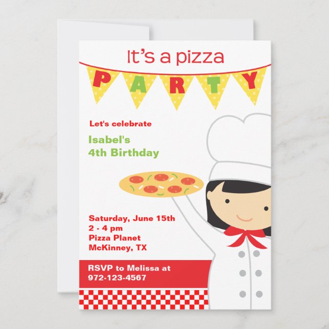 Pizza Party Girl Invitations (Front)
