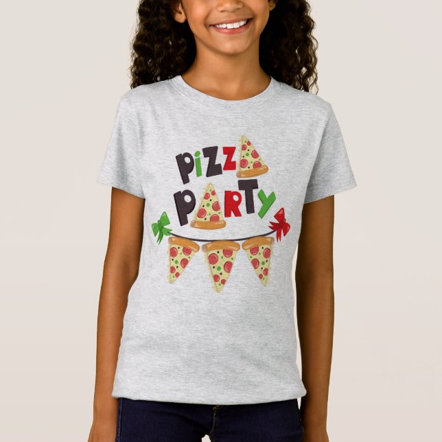 Pizza Party Girls' Fine Jersey T-Shirt (Front)