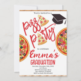 Pizza Party Graduation Invitation