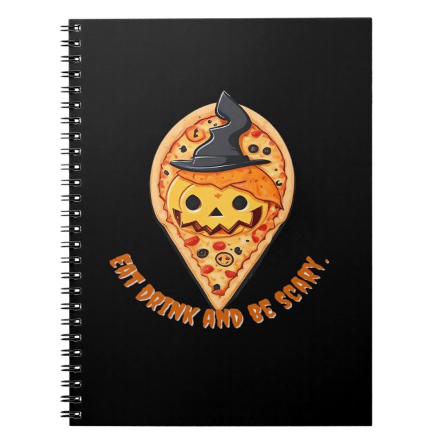 Pizza Party Halloween Pumpkin Witch Hat Essential Notebook (Front)