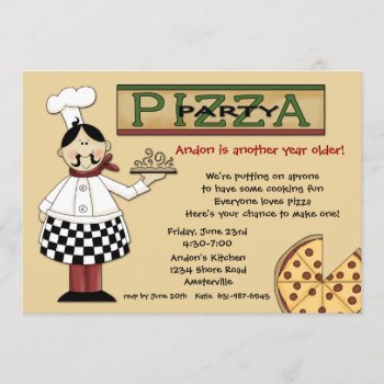 Pizza Party Invitation by PixiePrints at Zazzle