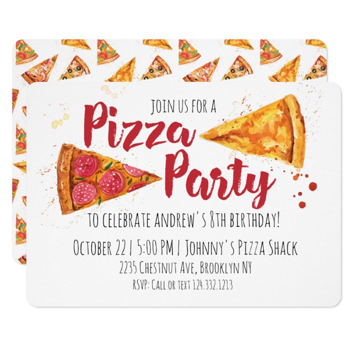 Pizza Party Invitation Zazzle Com