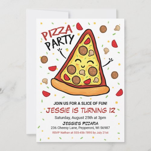 Pizza Party Invitation Pizza Birthday Invitation 