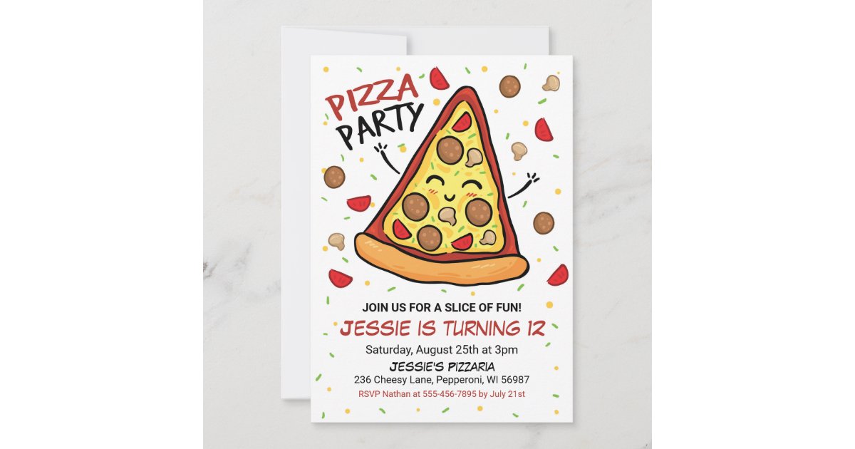 Pizza Party Invitation, Pizza Birthday Invitation | Zazzle