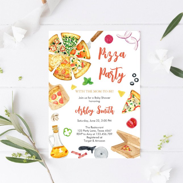 Pizza Party Invitation Pizza Birthday Party (Creator Uploaded)