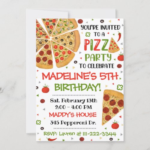 Pizza Party Invitation Pizza Birthday Pizza Party