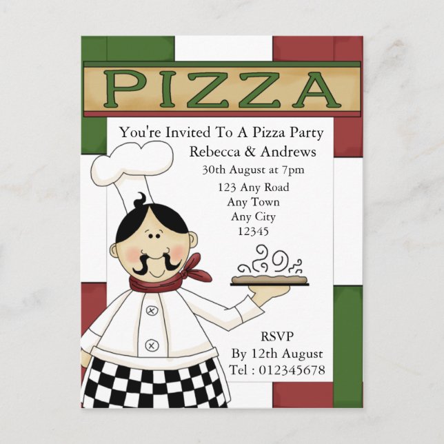 Pizza Party Invitation Postcard (Front)