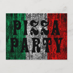 pizza party (italian flag) invitation postcard