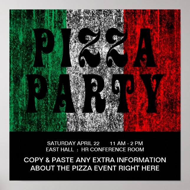 pizza party (italian flag) poster (Front)