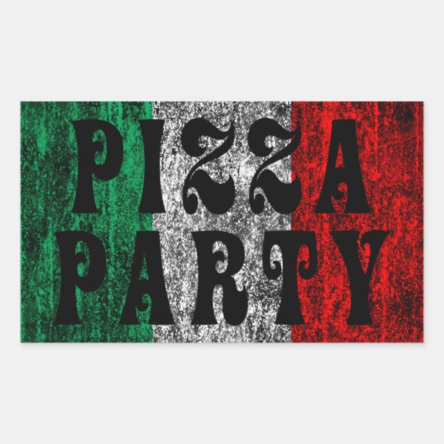 pizza party (italian flag) rectangular sticker (Front)