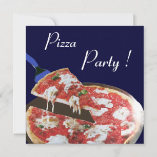 PIZZA PARTY, ITALIAN KITCHEN dinner, brunch,blue Invitation