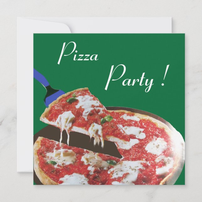 PIZZA PARTY, ITALIAN KITCHEN dinner, brunch,green Invitation (Front)